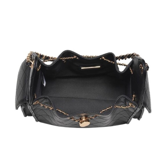 NWT Black Willow Vegan Leather Hobo Bag – Gold Chain Strap Shoulder Purse - Picture 2 of 4